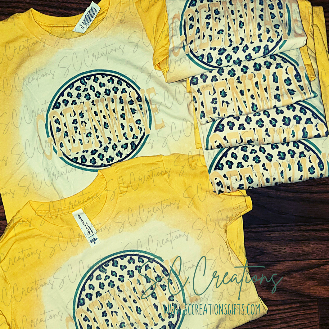 Short Sleeve Green Wave-Gold/Bleached Tee