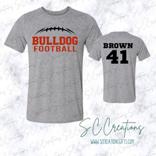 Load image into Gallery viewer, &quot;Bulldog FOOTBALL/Personalized&quot;- Short Sleeve Adult/Youth T-Shirt
