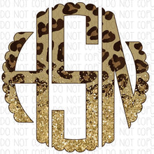 Load image into Gallery viewer, &quot;Leopard/Gold Monogram&quot;- Short Sleeve T-Shirt
