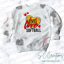 Load image into Gallery viewer, &quot;Live Love Softball&quot;- Adult/Youth Sweatshirt
