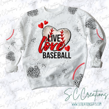 Load image into Gallery viewer, &quot;Live Love Baseball&quot;- Adult/Youth Sweatshirt
