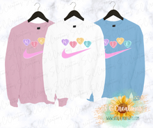 Load image into Gallery viewer, &quot;Nike Inspired-Candy Hearts&quot;- Adult Sweatshirt
