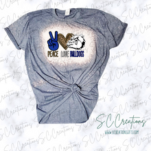 Load image into Gallery viewer, &quot;Peace Love Bulldogs/Royal&quot;- Short Sleeve Adult/Youth T-Shirt
