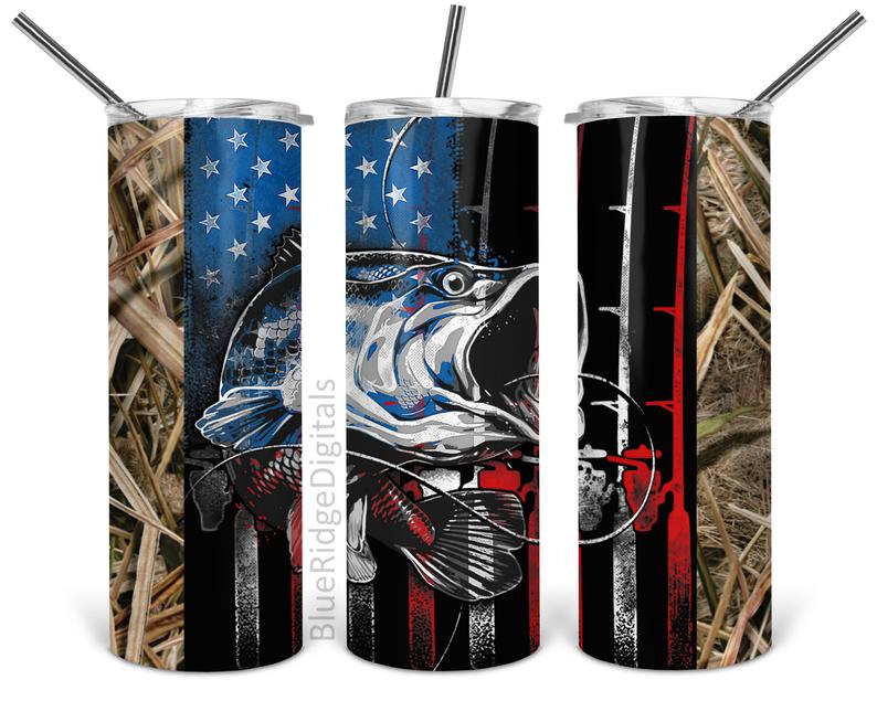 Bass Fishing/Camo  20 Oz Sublimation Tumbler