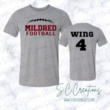 Load image into Gallery viewer, &quot;Mildred FOOTBALL/Personalized&quot;- Short Sleeve Adult/Youth T-Shirt
